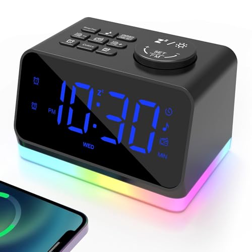 Bedside Alarm Clock Radio with Night Light, Dual Alarm, 0-100% Dimmer, Sleep Timer, Snooze, 2 USB Charging Ports, Digital Alarm Clock with FM Radio, Loud Alarm Clock for Heavy Sleepers, Adults, Kids