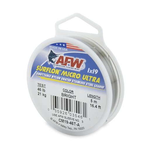 American Fishing Wire Surflon Micro Ultra, Nylon Coated 1x19 Stainless Steel Leader Wire, 46 lb Test, .024