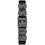 Guess Swarovski G Logo Black Patent Leather Cuff Strap Ladies Watch U15088L1