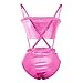 FYMNSI Women Sexy Holographic Metallic Bandeau Top Strapless Bikini Reflective Shiny Booty Shorts High Waist Cheeky Clubwear Pink Medium