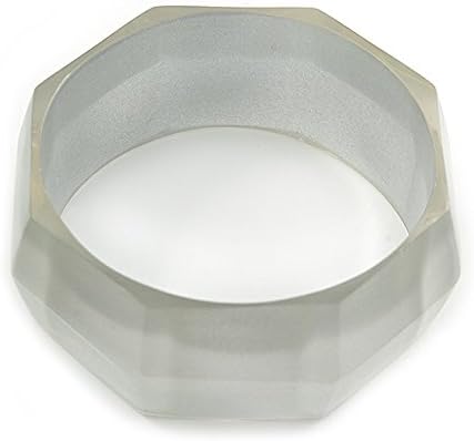 Avalaya Off White Multifaceted Acrylic Bangle Bracelet - (Medium) - up to 19cm L, white / ivory - Image 5