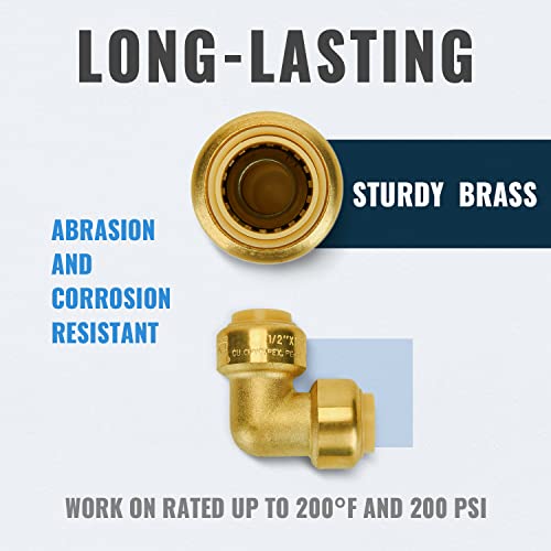 image for SUNGATOR Push Fittings 1/2 inch Bundle, Plumbing Fittings 90 Degree El