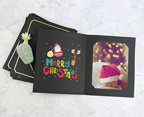 Golden State Art, Pack of 100, 6x8 or 8x10 Photo Folders, Cardboard Picture Frame, Paper Frame Cards, Greetings/Invitation Special Events: Graduation, Christmas, Wedding(Black) by Golden State Art - Image 5