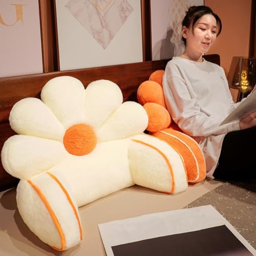 Almohada de lectura con soporte para los brazos, respaldo de piel sintética para cama, ideal para descansar, ver la televisión y jugar, funda lavable, bonita forma de flor