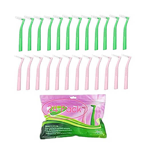 Interdental Brushes Between Teeth, 24 Packs, Easy to Use Interdental Brush, Comfortable and Sturdy Interdental Cleaners to Clean on Hard to Reach Spots,Interdental Brush for Braces,2 Colors