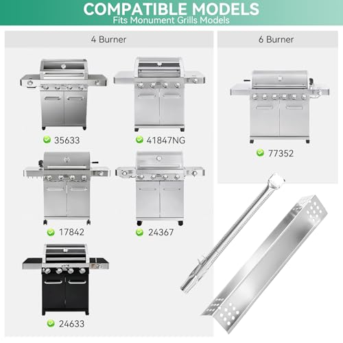 Image of 35633 Grill Replacement Parts for Monument 4 Burner 41847NG, 24367, 24633, 17842, 6 Burner 77352, 77352MB, 77352-MB, Burner Tube, Heat Plate & Igniter Kit for Kitchenaid 720-0954 Gas Grills