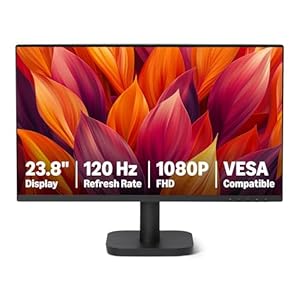 Amazon Basics 23.8-inch Computer Monitor 120 Hz, FHD 1080P, HDMI, DP, VGA, VESA Compatible for Office,Home, Black