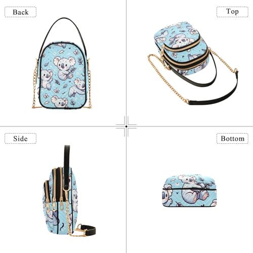 Seamless Pattern with Cartoon Koala Quilted Crossbody Bags for Women Girls Small Shoulder Handbags Sling Bag4