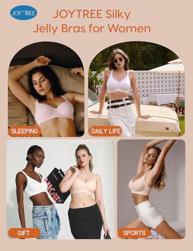 Image of JOYTREE Silky Bras for Women No Underwire V Neck Bralettes for Women Cloud Feel Everyday T Shirt Bra with Extender-LPN, XL