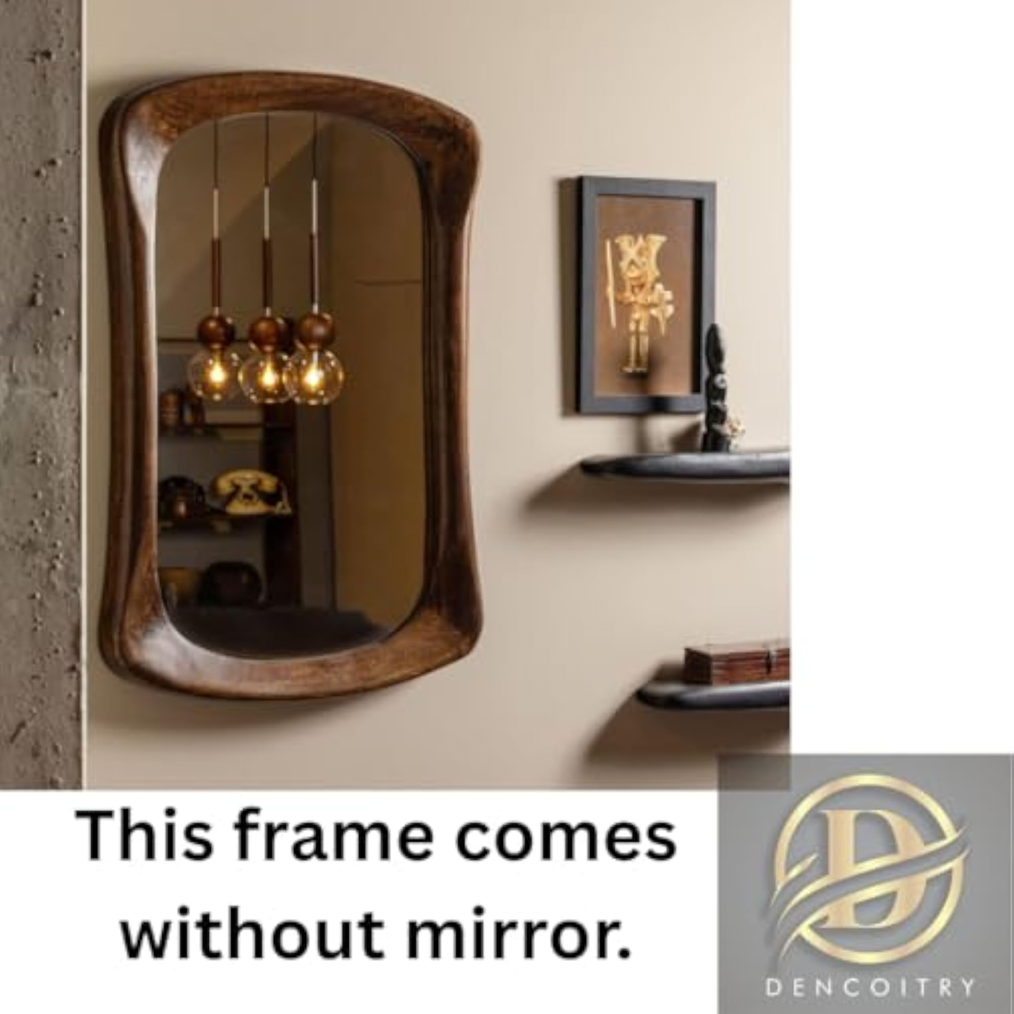 Rustic Wooden Wall Mirror, Vintage Curved Frame, Full Length