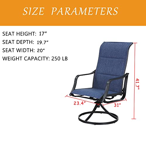 Lokatse Home Outdoor Patio Swivel Dining Chair Sling Set With Textilene Fabric All Weather Frame (Set Of 2), Blue-1 #TOP2