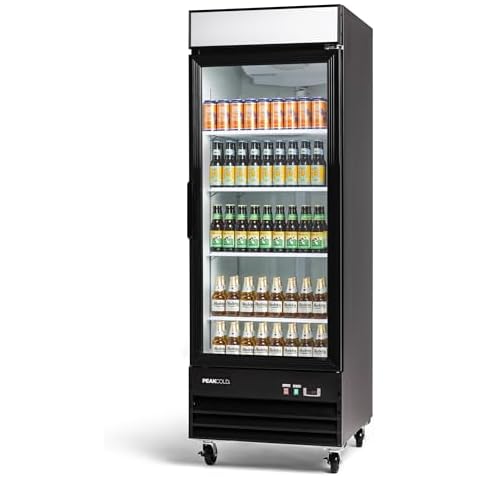 PEAKCOLD Large Capacity Upright Commercial Glass Door Display Cooler & Refrigerator, 23 Cubic Ft Cover