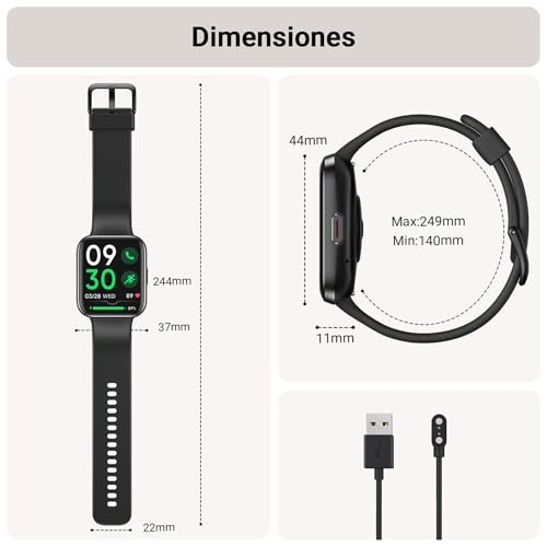 Miniatura 7 de Tensky Reloj Inteligente Hombre Con Llamadas Y Voz De Alexa, Whatsapp Notificaciones, 1.85 Smartwatch Hombre 110 Modos Deportes 3 Atm Spo2 Pulsómetro Monitor De Sueño Pulsera Para Iphone Android