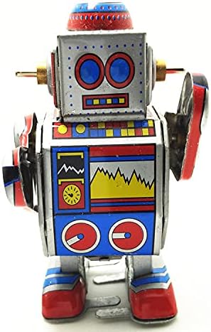 Ms235 Roger Robot - Vintage Style Wind Up Toy Robot Metal Tin Clockwork Retro Vintage Replica Toy for Novelty Xmas Gift Collectors - Image 3