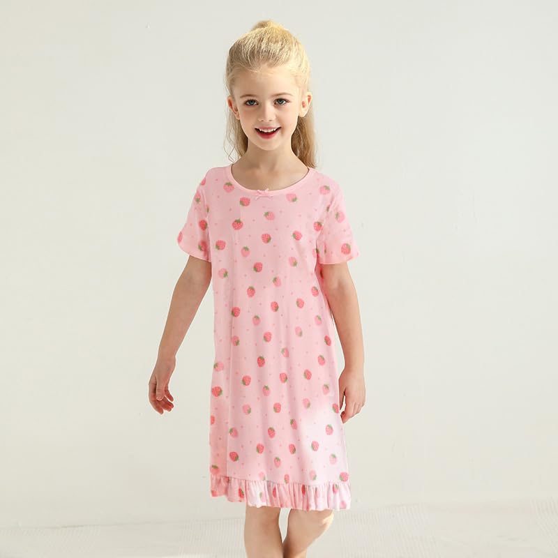 Little Hand Girls Nightdress Toddler Summer Nightie Dress Soft Cute Print Short Sleeve Sleep Dress for Kid Clothes 2-10 Years2