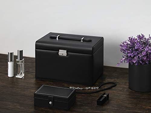 Guka Jewelry Box For Women, Jewerly Case With 2 Drawers, Leather Design Lockable Jewelry Case With Mirror, Travel Case, For Necklaces Earrings Rings Watches Storage Case, Women Gift #TOP7