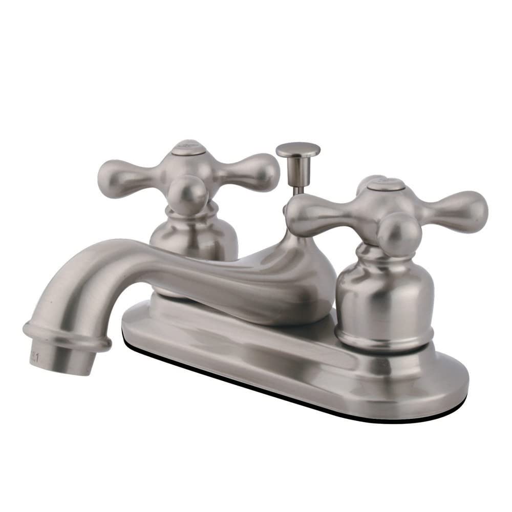 Kingston Brass KB608AX Restoration Center set Lavatory musluk with Brass/ABS Pop-up, 4 – 1/2 inç, saten nikel Kingston Brass