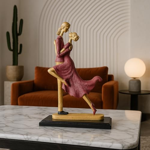 Image of Xtore Elegant Dancing Couple Figurine | Resin Home Decor Accent | Luxury Art Piece for Living Room, Dining Room, or Entryway | Romantic and Graceful Design
