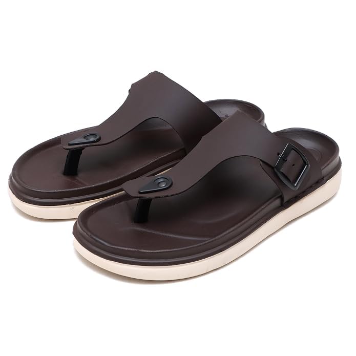 Men's Comfort Toe-Ring Flip Flops | Lightweight EVA Casual Slippers with Adjustable Buckle Strap | Soft Cushioned Footbed | Anti-Slip Waterproof Daily Wear Sandals-picture-37