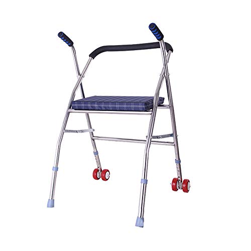 Walking aid Älterer klappbarer Gehwagen mit Sitz Alter Mann auf Rädern mit vierbeinigem Rohrhocker Gehwagen Cover