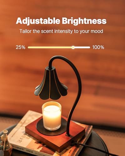 Candle Warmer Lamp with Timer & Stepless Dimmable, Electric Warmer Lamp for Jar Candles, Mid Century Modern Black Wax Melt with 2 Bulbs, Retro Decor House Warming Birthday Gifts - image 2