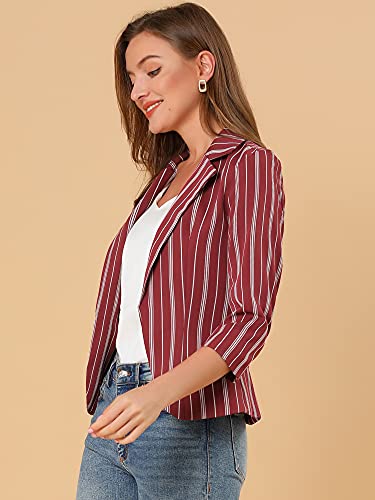 Blazer rayé à manches 3/4 avec revers cranté et coupe ouverte fluide