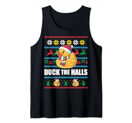¡DUCK THE HALLS! Ugly Christmas Jumper Funny Santa Claus Meme Camiseta sin Mangas