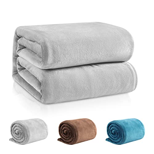 REDKEY Plaid Canape Couverture Polaire, 350GSM Plaid Canapé Fourrure Jeté de Canapé, Flanelle 1 Personne 2 Personnes Doux et Chaude, 130x150 cm Slibergrey