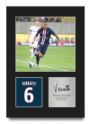 HWC Trading Marco Verratti PSG Regalos Impresos Imagen De Autógrafo Firmado Para Los Aficionados Al Fútbol Y Partidarios - A4 Retrato