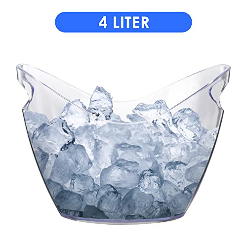 Ice Bucket Wine Bucket,Clear Acrylic 4 Liter Plastic Tub for Drinks and Parties, Food Grade, Perfect for Wine, Champagne or Beer Bottles