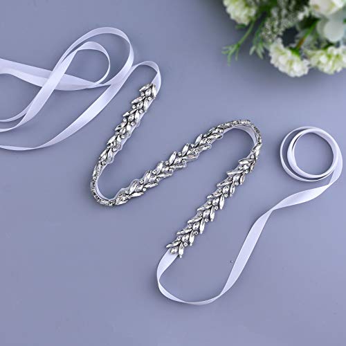 ULAPAN Rhinestone Wedding Belt Thin Silver Bridesmaid Dress Belt Wedding Sash Bridal Belt(S493)2