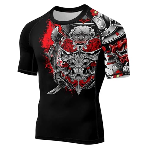 Samurai Ranked Compression No Gi Jiu Jitsu Rash Guard Mens Short Sleeve BJJ MMA Training Fightwear2