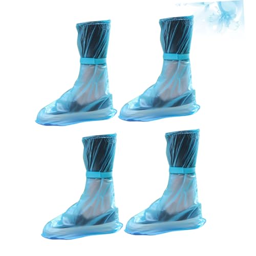 2 pares de fundas para calzado de tubo alto antideslizantes, prácticas para uso al aire libre, fundas impermeables ligeras de PVC para hombre y mujer, color azul miniatura 7