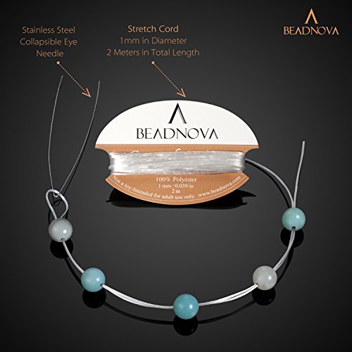 Image of BEADNOVA Natural Amazonite Beads Natural Crystal Beads Stone Gemstone Round Loose Energy Healing with Crystal Stretch Cord for Jewelry Making (8mm, 45-48pcs)