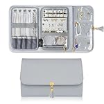MATEIN Jewelry Travel Organizer for Women, Tangle Free Portable Leather Jewelry Storage Roll Bag Envelope Clutch, Waterproof Lightweight Jewelry Case Holder for Necklaces, Rings, Earrings, Bracelets