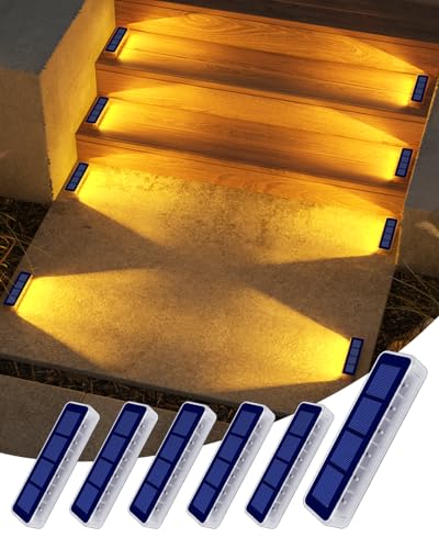 DetarZinLED Solarlampen für Außen Garten, 6 Stück Solar Bodenleuchten Aussen, IP68 Wasserdicht LED Treppenbeleuchtung Außen, Warmweiß Solarleuchten für Treppen, Boden, Auffahrt, Stufen, Weg, Terrasse DetarZinLED Solarlampen für Außen Garten, 6 Stück Solar Bodenleuchten Aussen, IP68 Wasserdicht LED Treppenbeleuchtung Außen, Warmweiß Solarleuchten für Treppen, Boden, Auffahrt, Stufen, Weg, Terrasse