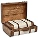 DECOR4SEASON Wooden Vintage Suitcases Set - 2 Sizes, Antique Decorative Storage Chests with Lids, Retro Travel Trunks for Home Décor, Beige