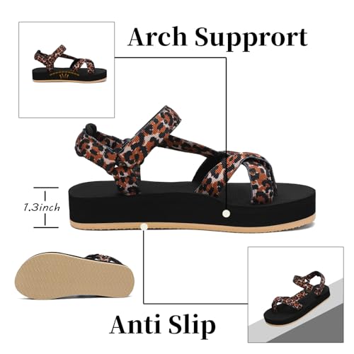 Image of Sport Walking Water Sandals for Women with Arch Support & Adjustable Straps Platform Sandals Women Height Increase