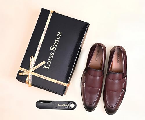 Image of LOUIS STITCH Oxford Formal Shoes for Men | Slip-on Monk Style | Office Shoes for Men | Ideal for Business, Casual, Parties (LSRG FM)