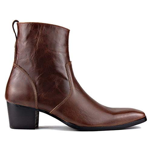 Image of Dress Boot for Men Heels Casual Chelsea Combat Ankle Chukka Boots Zipper Black JY002