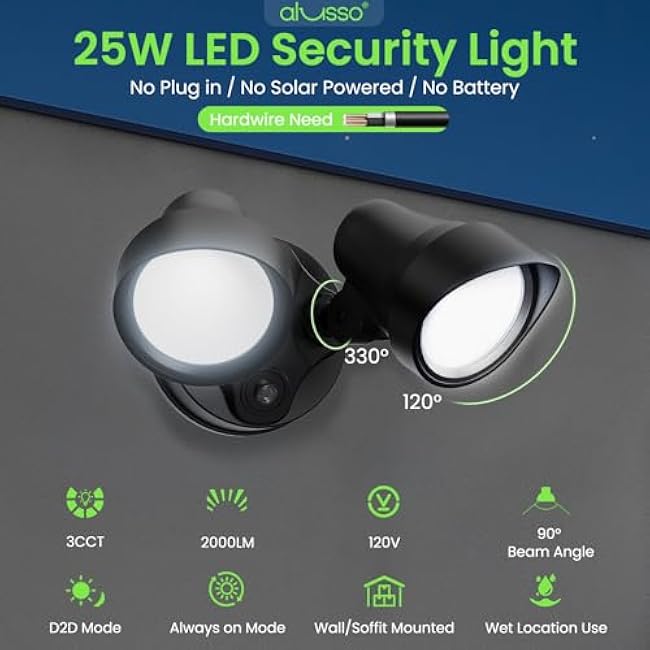 Dusk to Dawn Outdoor Lighting, 24W 3000K 4000K 6000K 2 Pack Black