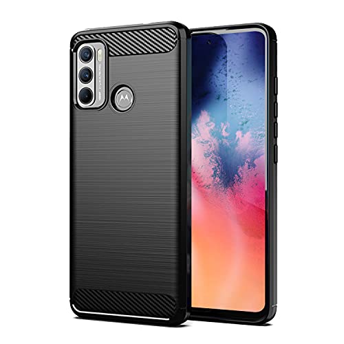 SCL Funda para Moto G60, color negro, efecto fibra de carbono, protector de agarre de gel, antiarañazos, anticolisiones, compatible con Motorola Moto G60