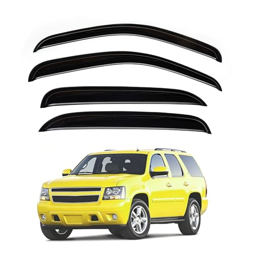 Image of Tahoe Rain Guards - Window Visors for 2007-2014 Chevy Tahoe /GMC Yukon, Out-Channel Side Window Rain Guards for Tahoe Accessories, 4PCS, Black, Car Accessories