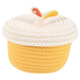 Garneck Small Round Storage Basket - 6.5 Inch Ceative Knitted Storage Basket with Lid - Cute Hazelnuts Shape Decor Desk Basket for Keys, Jewelry,...
