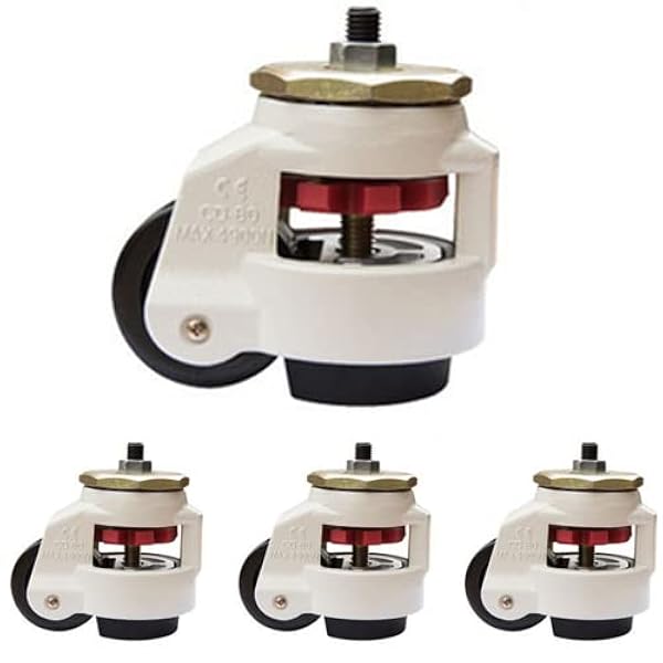 ybaymy Ruedas giratorias giratorias 4 unidades de rodillos de nivelación retráctiles para banco de trabajo, ruedas de transporte pesadas, ruedas industriales montadas en placas de Footmaster de carga