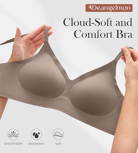 Womens Seamless Bras No Underwire Push Up Bras Comfort V Neck Padded Bra Wireless Bralette Basic Everyday Bra Multiple Pack4