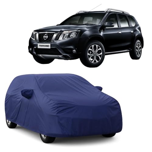 Image of Car Body Cover Compatible with Nissan Terrano | Water, Dust & UV Protection | Mirror Pockets | Elastic Grip | Triple Stitch Nissan Terrano Car Cover (Blue)
