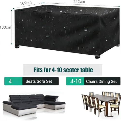 Nappe de table d'extérieur contre vent et pluie bâche terrasse - 3