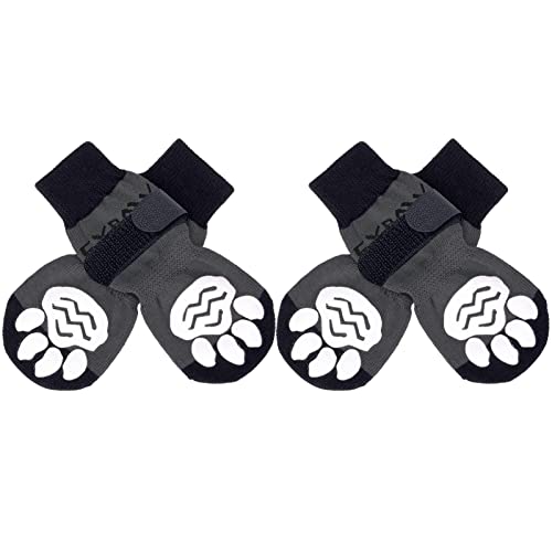 EXPAWLORER Anti Slip Dog Socks with Grips - Dog Paw Protectors Injured Care Stop Licking Traction Control, Indoor Dog Boots with Adjustable Strap Fit for Puppy Small Medium Large Dogs