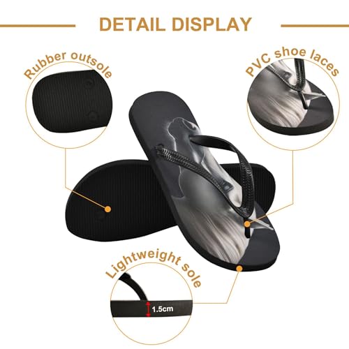 Burbuja Black White Horse Flip Flops for Women Men, Soft Thong Sandals Rubber Slippers for Pool Beach Essentials3